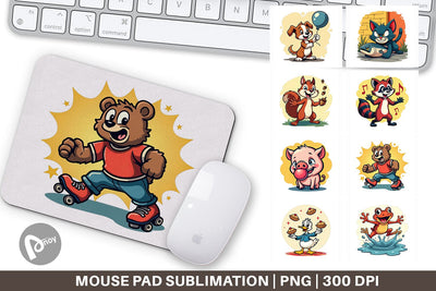Mouse Pad Retro Animal Rascals Sublimation artnoy 