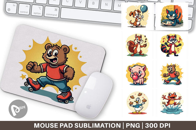 Mouse Pad Retro Animal Rascals Sublimation artnoy 