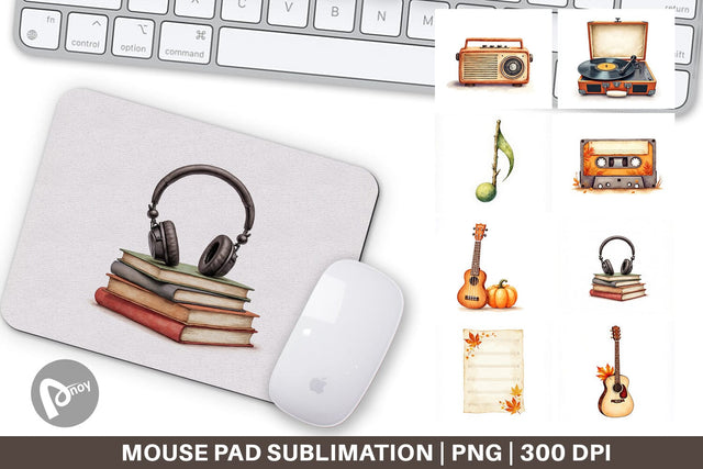 Mouse Pad Retro Autumn Music Sublimation artnoy 