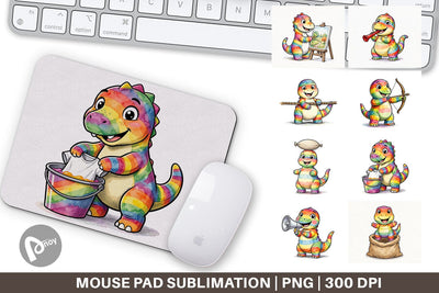 Mouse Pad Retro Camp Games Dino Ink Line Sublimation artnoy 