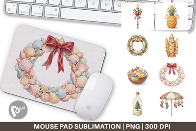 Mouse Pad Retro Coastal Christmas Decor Art Sublimation artnoy 