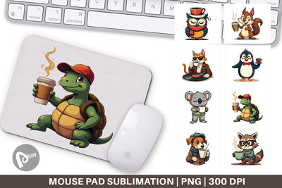 Mouse Pad Retro Coffee Critters Sublimation artnoy 