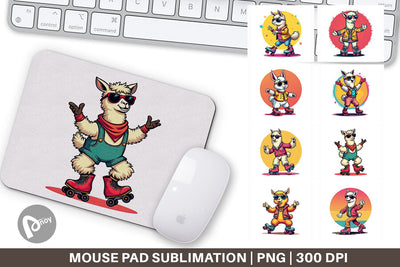 Mouse Pad Retro Funny Llama Sublimation artnoy 