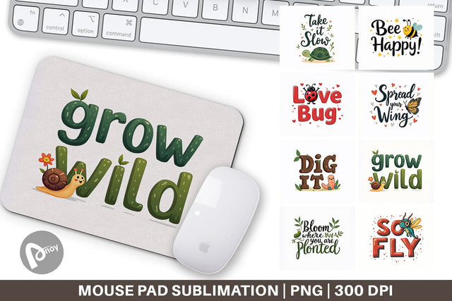 Mouse Pad Retro Garden Critters Cute Motivational Quote Art Sublimation artnoy 