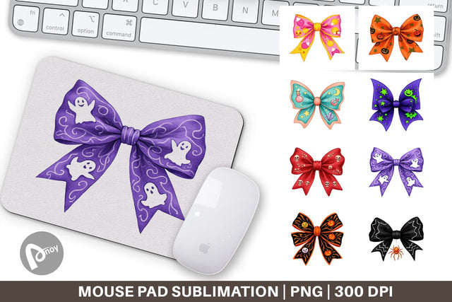 Mouse Pad Retro Halloween Bows Sublimation artnoy 