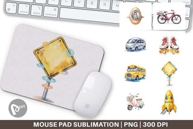 Mouse Pad Retro Hover School Transport Sublimation artnoy 