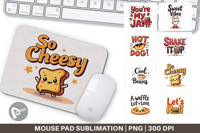 Mouse Pad Retro Kawaii Diner Delights Cute Food Quote Sublimation artnoy 