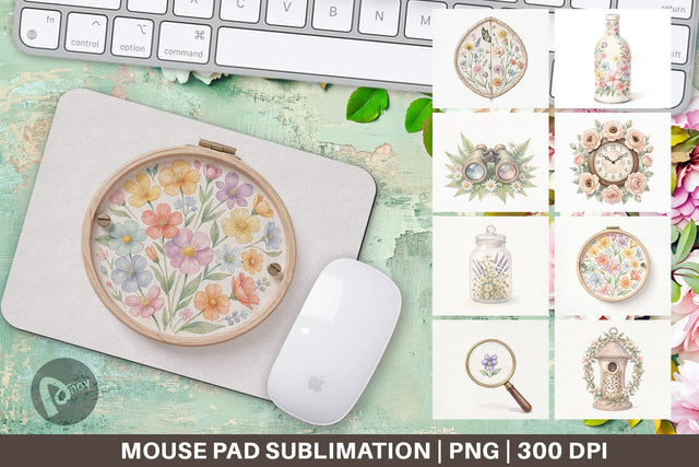 Mouse Pad Retro Nature Discovery Watercolor Sublimation artnoy 