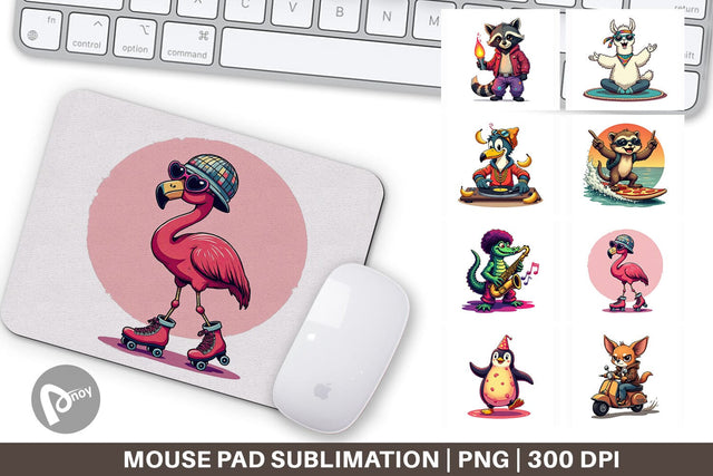 Mouse Pad Retro Quirky Critters Sublimation artnoy 