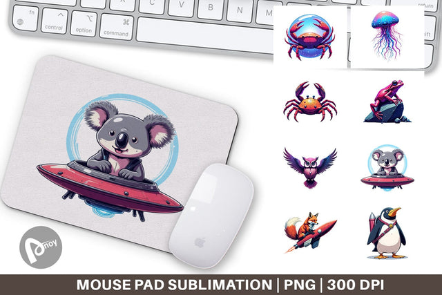 Mouse Pad Retro Space Creatures Sublimation artnoy 