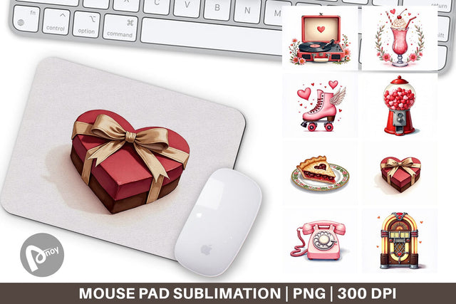 Mouse Pad Retro Valentine's Sweetheart Cafe Sublimation artnoy 