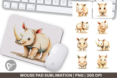 Mouse Pad Rhinoceros Wildlife Sublimation artnoy 