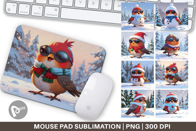 Mouse Pad Robin Bird Christmas Sublimation artnoy 