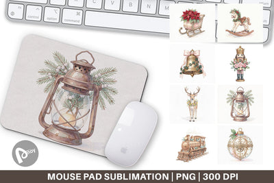 Mouse Pad Romantic Victorian Holiday Watercolor Sublimation artnoy 