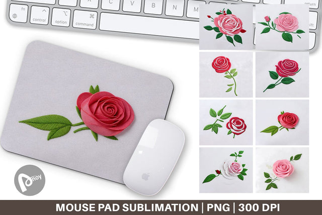 Mouse Pad Rose Embroidery Sublimation artnoy 