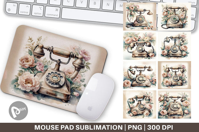 Mouse Pad Rotary Telephone Sublimation artnoy 