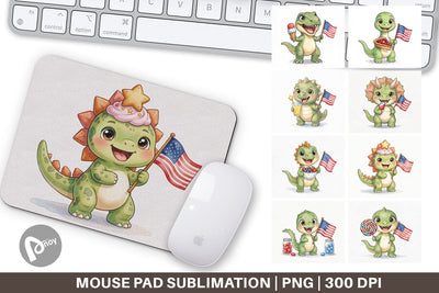 Mouse Pad Round Summer Treats Dino Watercolor Sublimation artnoy 