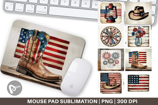 Mouse Pad Rustic 4th of July Sublimation artnoy 