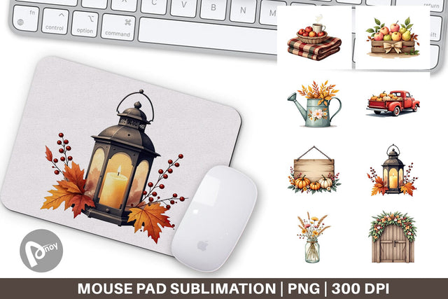 Mouse Pad Rustic Autumn Charm Sublimation artnoy 