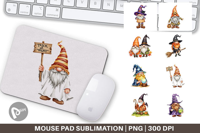 Mouse Pad Rustic Halloween Gnomes Sublimation artnoy 