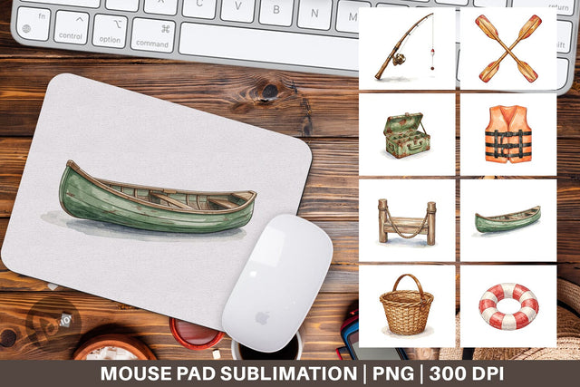 Mouse Pad Rustic Lake Adventure Watercolor Sublimation artnoy 