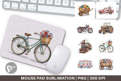 Mouse Pad Rustic USA Patchwork Vehicle Sublimation artnoy 