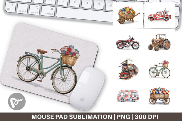 Mouse Pad Rustic USA Patchwork Vehicle Sublimation artnoy 