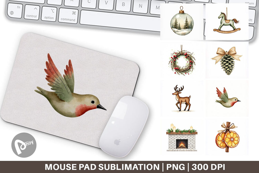 Mouse Pad Rustic Woodland Christmas - So Fontsy