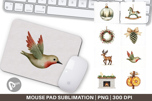 Mouse Pad Rustic Woodland Christmas Sublimation artnoy 