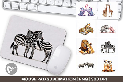 Mouse Pad Safari Sweethearts Watercolor Sublimation artnoy 
