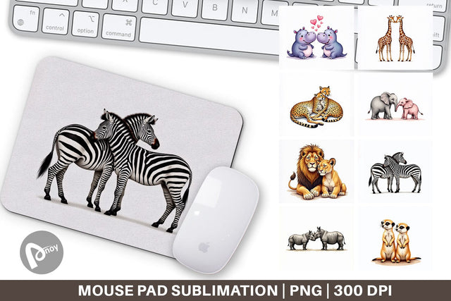 Mouse Pad Safari Sweethearts Watercolor Sublimation artnoy 