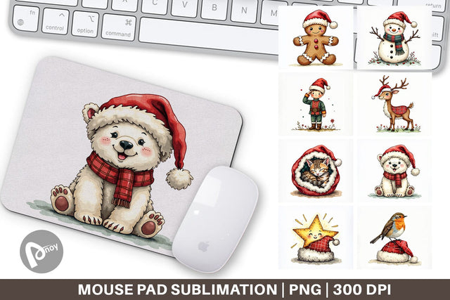 Mouse Pad Santa Hat Whimsy Sublimation artnoy 