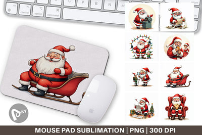 Mouse Pad Santa's Quirky Workshop Watercolor Sublimation artnoy 