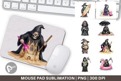 Mouse Pad Sarcastic Aloha Reaper Watercolor Sublimation artnoy 