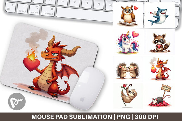 Mouse Pad Sarcastic Animals Valentine Cynical Critters Watercolor Sublimation artnoy 