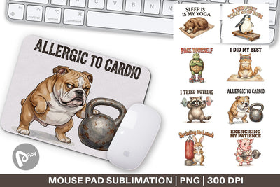 Mouse Pad Sarcastic Anti Fitness Vintage Sublimation artnoy 