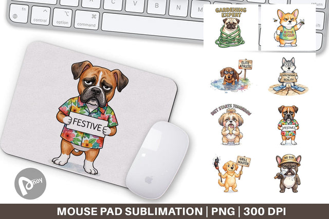Mouse Pad Sarcastic Anti Summer Dog Watercolor Sublimation artnoy 