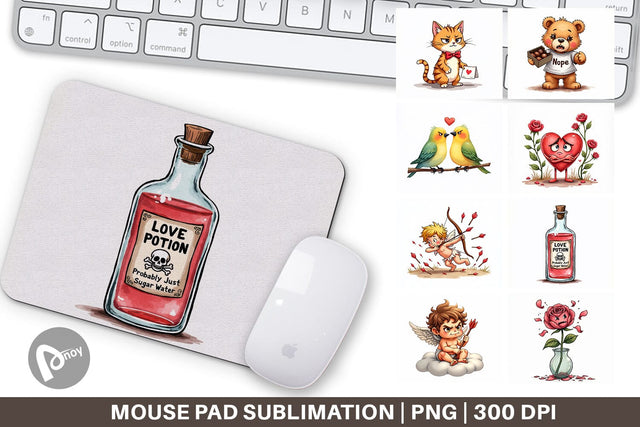 Mouse Pad Sarcastic Cupid Watercolor Funny Anti-Valentine Sublimation artnoy 