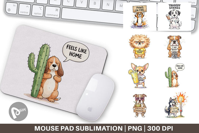Mouse Pad Sarcastic Heatwave Dog Watercolor Sublimation artnoy 