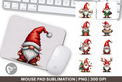 Mouse Pad Sarcastic Holiday Gnomes Watercolor Sublimation artnoy 