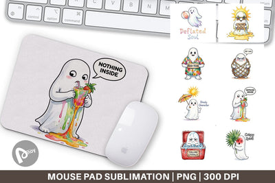 Mouse Pad Sarcastic Melting Ghost Watercolor Sublimation artnoy 