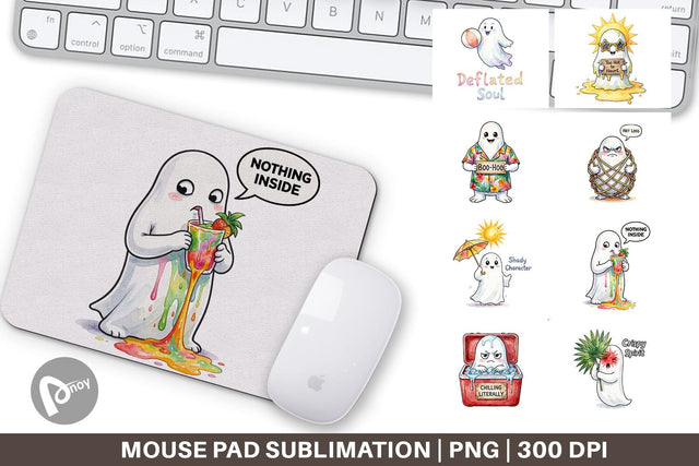 Mouse Pad Sarcastic Melting Ghost Watercolor Sublimation artnoy 