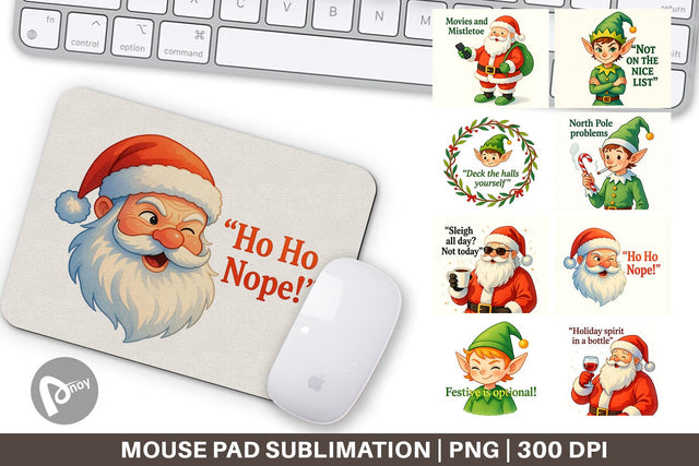 Mouse Pad Sarcastic Santa Elves Sublimation artnoy 