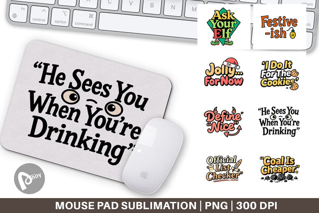 Mouse Pad Sarcastic Santa Quotes Sublimation artnoy 