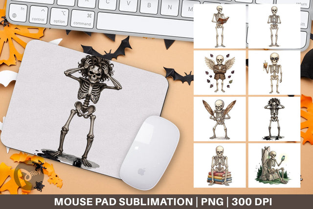 Mouse Pad Sarcastic Skeleton Dark Academia Sublimation artnoy 