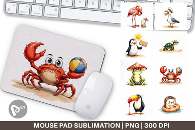 Mouse Pad Sarcastic Summer Animals Watercolor Sublimation artnoy 