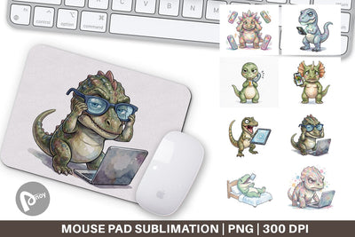 Mouse Pad Sarcastic Tech Fatigued Dinosaur Sublimation artnoy 