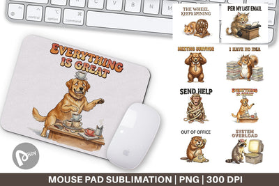 Mouse Pad Sarcastic Work Burnout Vintage Sublimation artnoy 