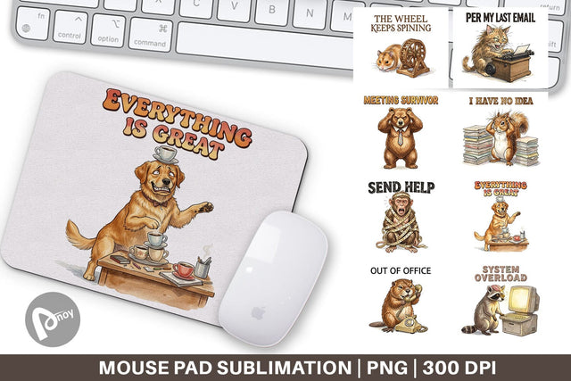 Mouse Pad Sarcastic Work Burnout Vintage Sublimation artnoy 