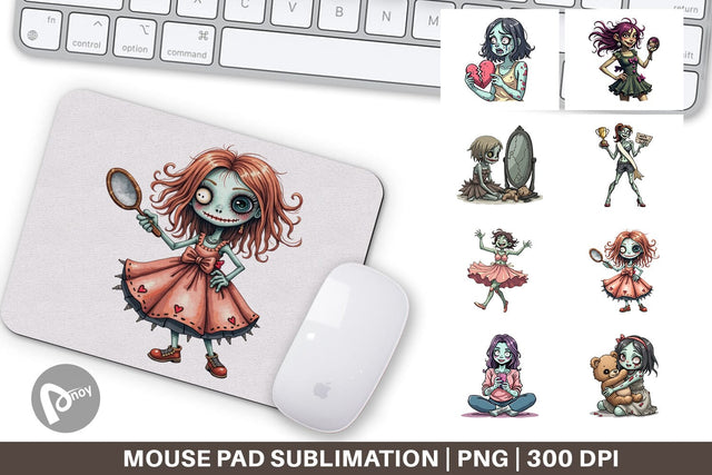Mouse Pad Sarcastic Zombie Girls Sublimation artnoy 